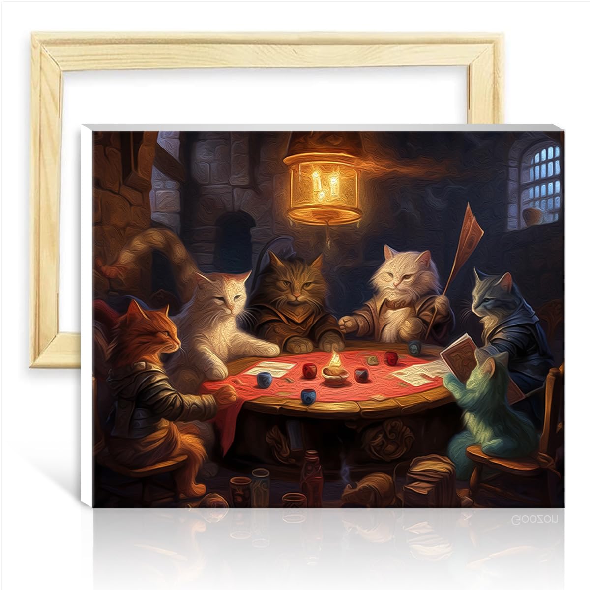 TANGFEIY Painting by Number Kits Cats Play Poker Kids Adults Wall Decor - with Brushes and Acrylic Pigment Creative Style Arts Crafts with Frame(30x40cm) — image 1