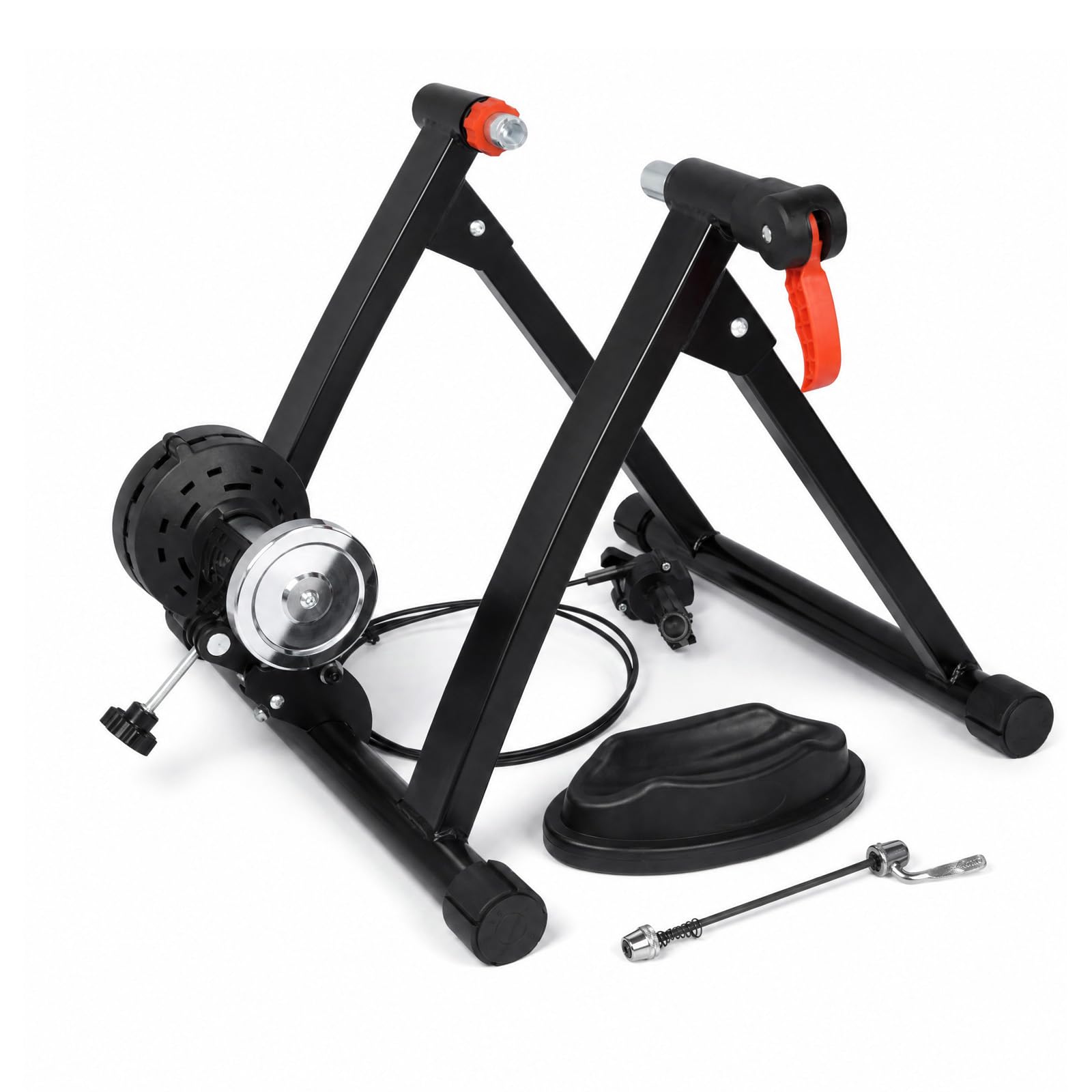 Indoor Bike Trainer Stand with 6 Resistance Levels, Turbo Trainer for Indoor Cycling with Handlebar Remote, Quiet Magnetic Bike Trainer for Road & Mountain Bikes 26-28” & 700C