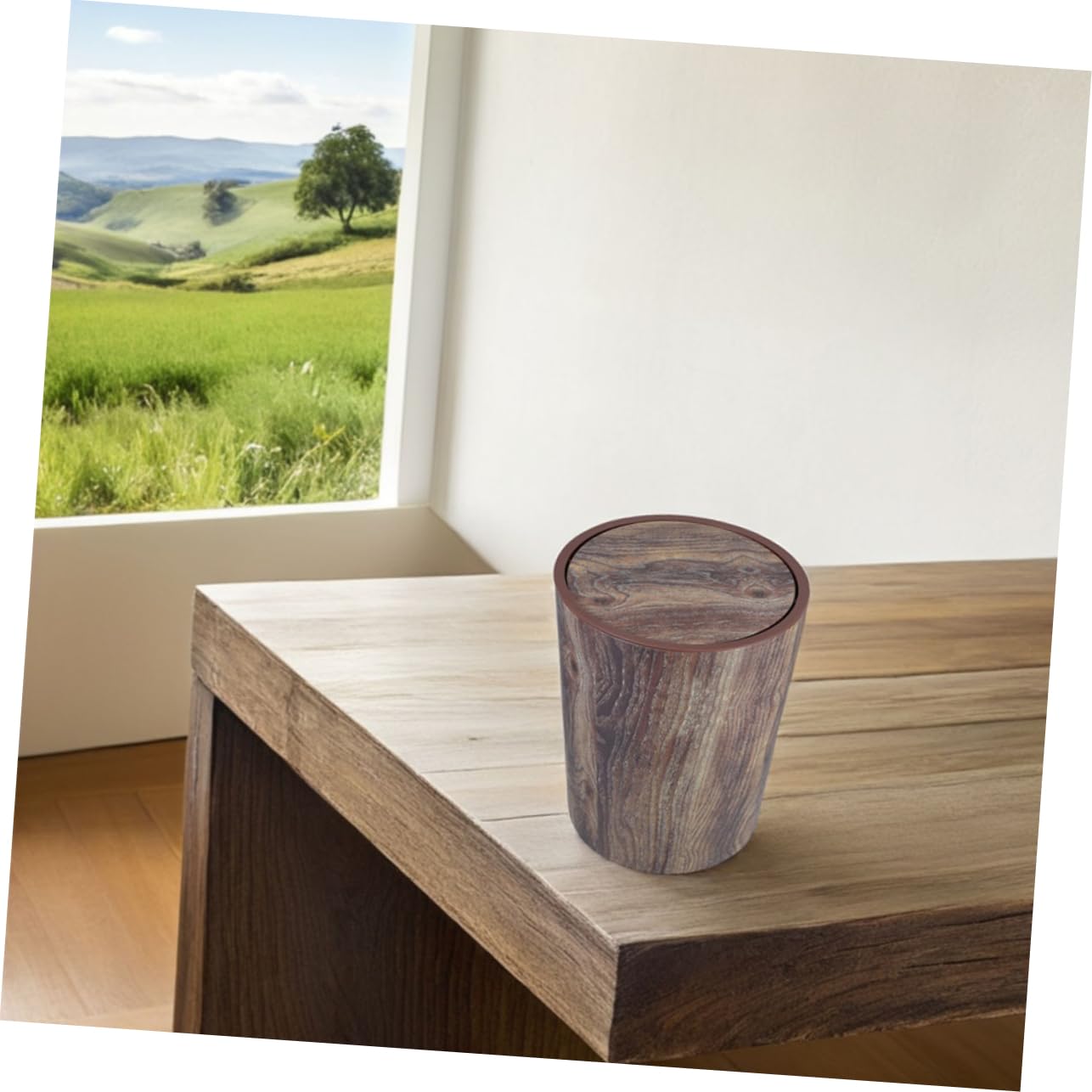 Ciieeo Cestino per Spazzatura in Plastica Pp Venature del Legno Grande Capacità Cestino per Carta Straccia per Camera da Letto Cucina Ufficio Bagno
