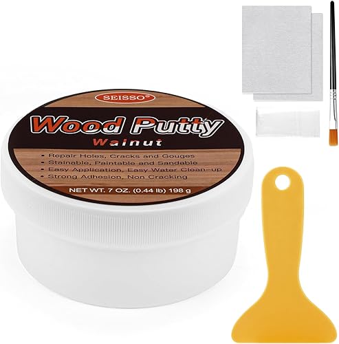 SEISSO Relleno de madera, masilla de madera de nogal para recortar, relleno de madera pintable, manchable, relleno de masilla de madera a base de