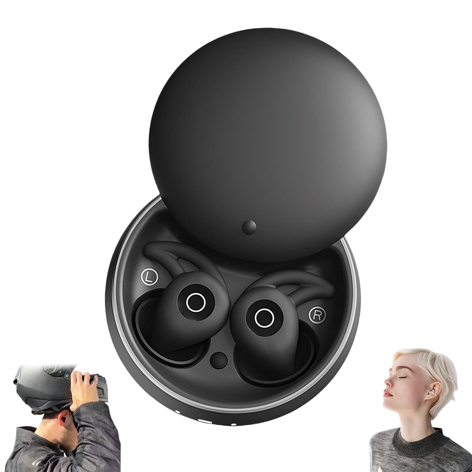 2026 Artevive Bluetooth Moto Earbuds, Mini Kopfhörer Bluetooth Unsichtbar mit ANC, Komfort in Ear Kopfhörer Bluetooths für Anti-Schnarchen, Schlaf, Bewegung, Reisen & Jeder Helm(Schwarz)
