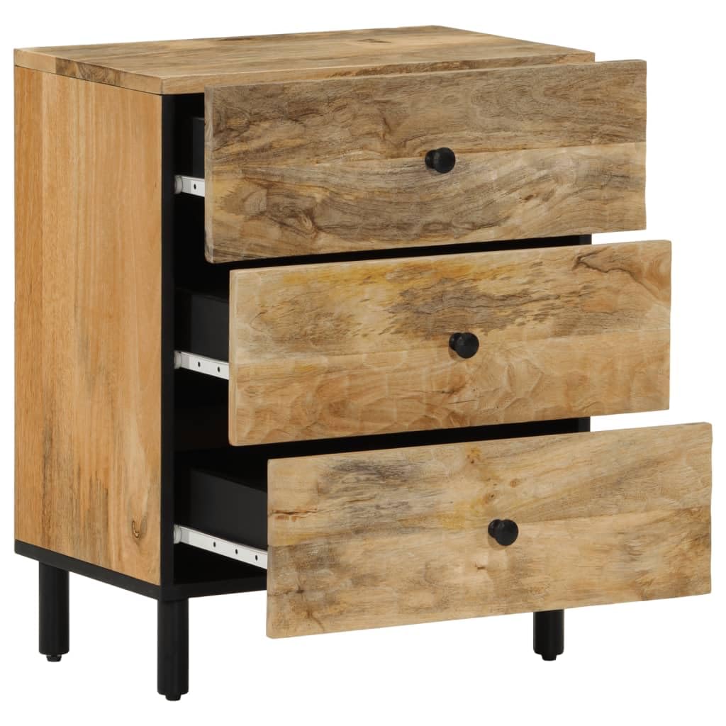 Table de chevet moderne chambre à coucher en bois de manguier et fer