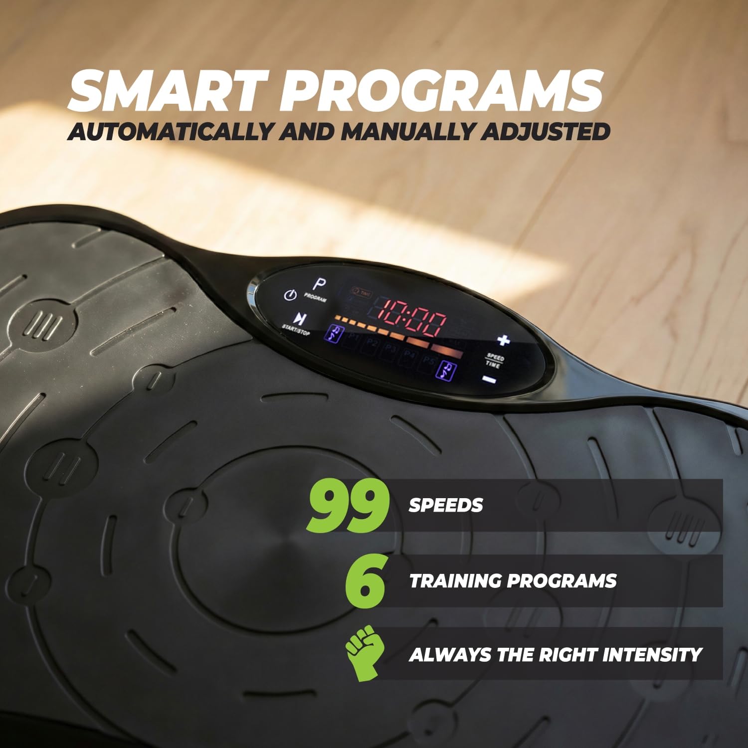 VirtuFit Piastra vibrante fitness – Fitness Powerplate – 10 programmi di allenamento – 99 velocità – Attrezzo per allenamento di resistenza