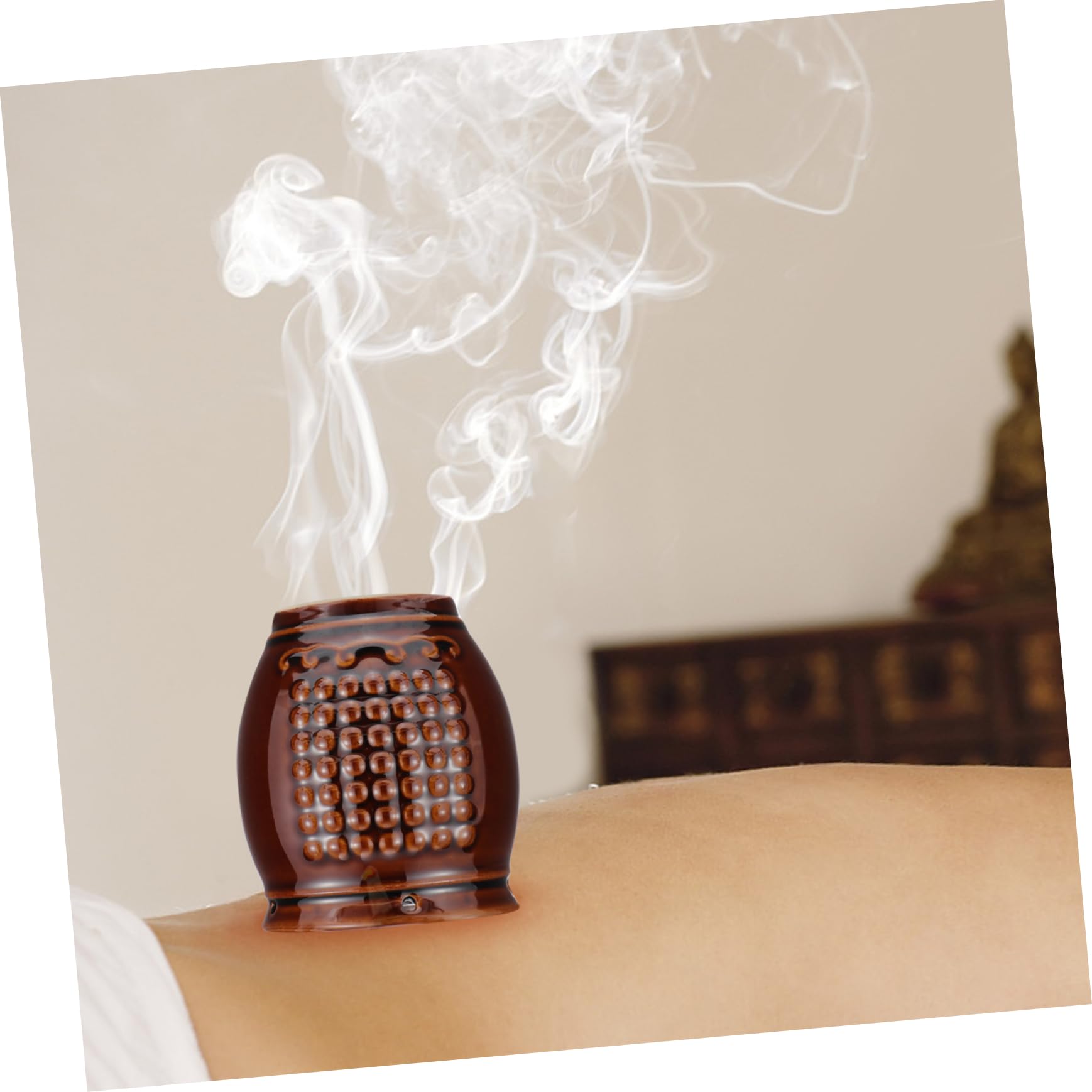 FOYTOKI Moxibustion Jar Scraping Cup Moxibustion Pot Cap Ceramic Moxa Device Relief Therapy