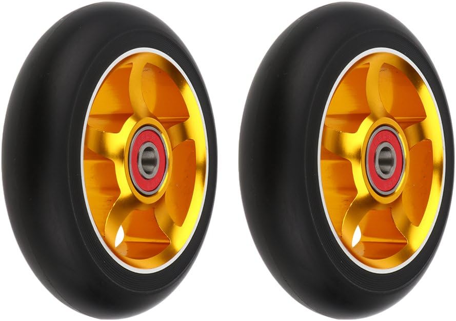 2 Replacement Wheels 100 mm Aluminum Wheels Gold