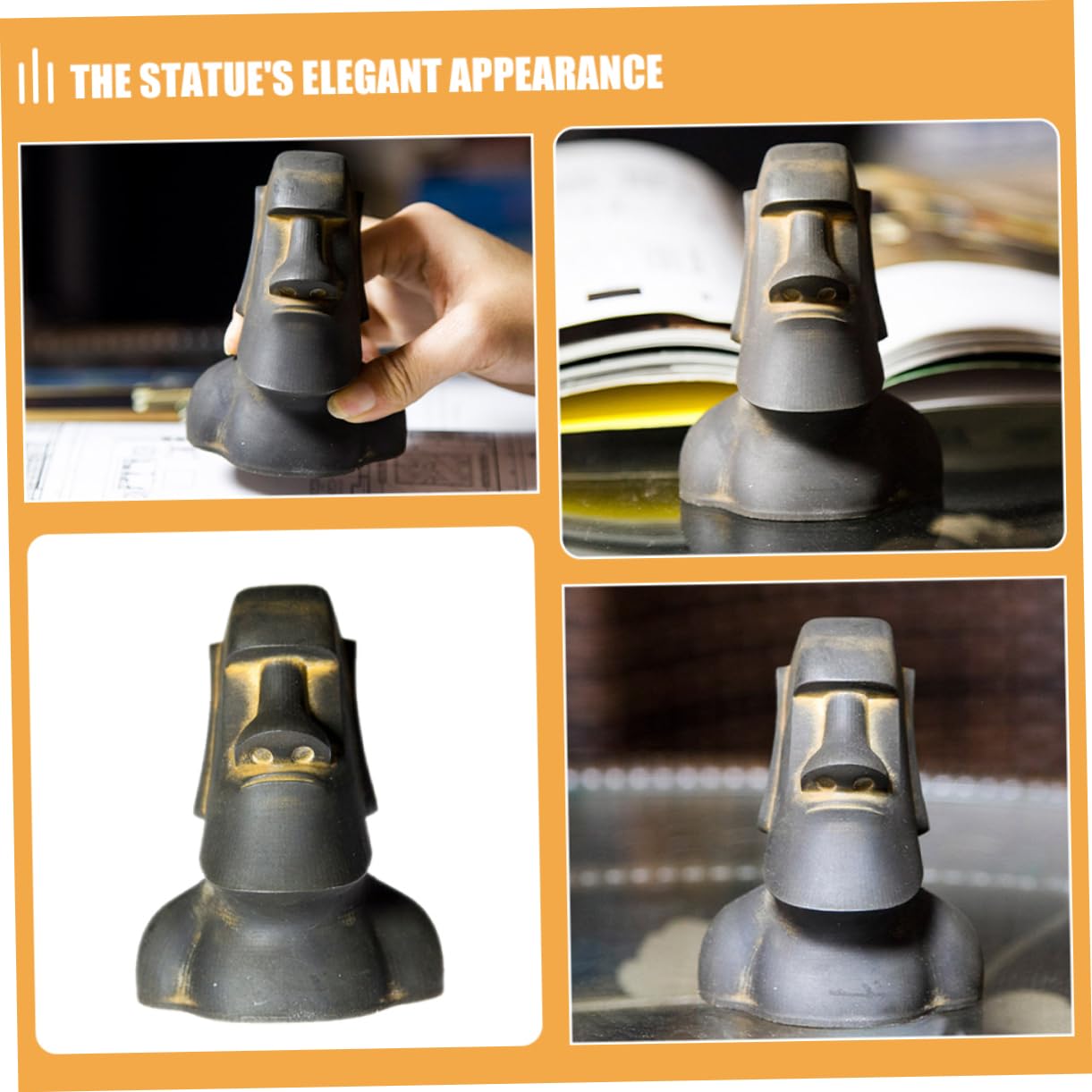 OUNONA Statua Moai in Miniatura Decorazione in Resina Per Scrivania e Isola Pasqua Scultura Da