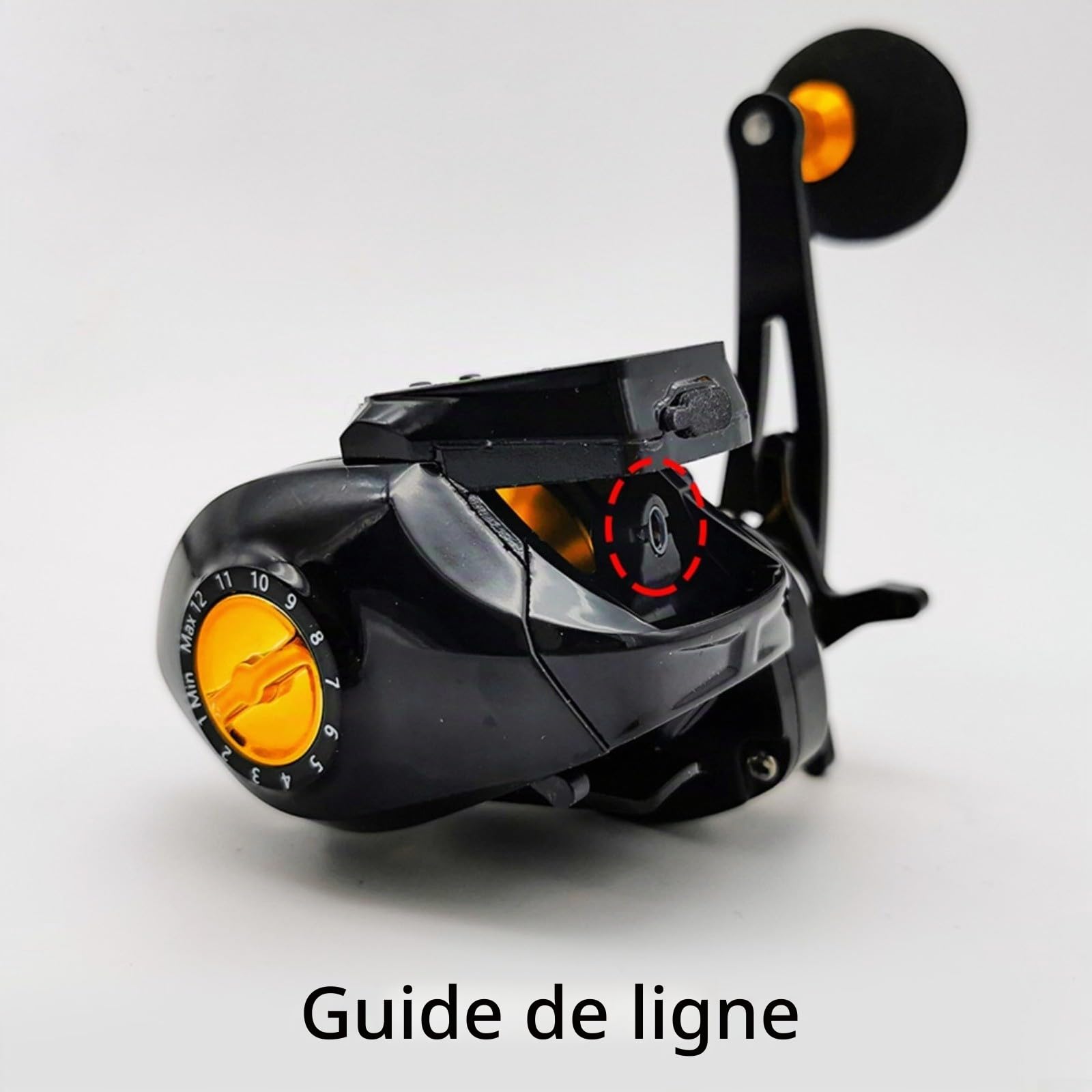 Moulinet électrique à appât en métal résistant à la avec système de freinage magnétique, Noir