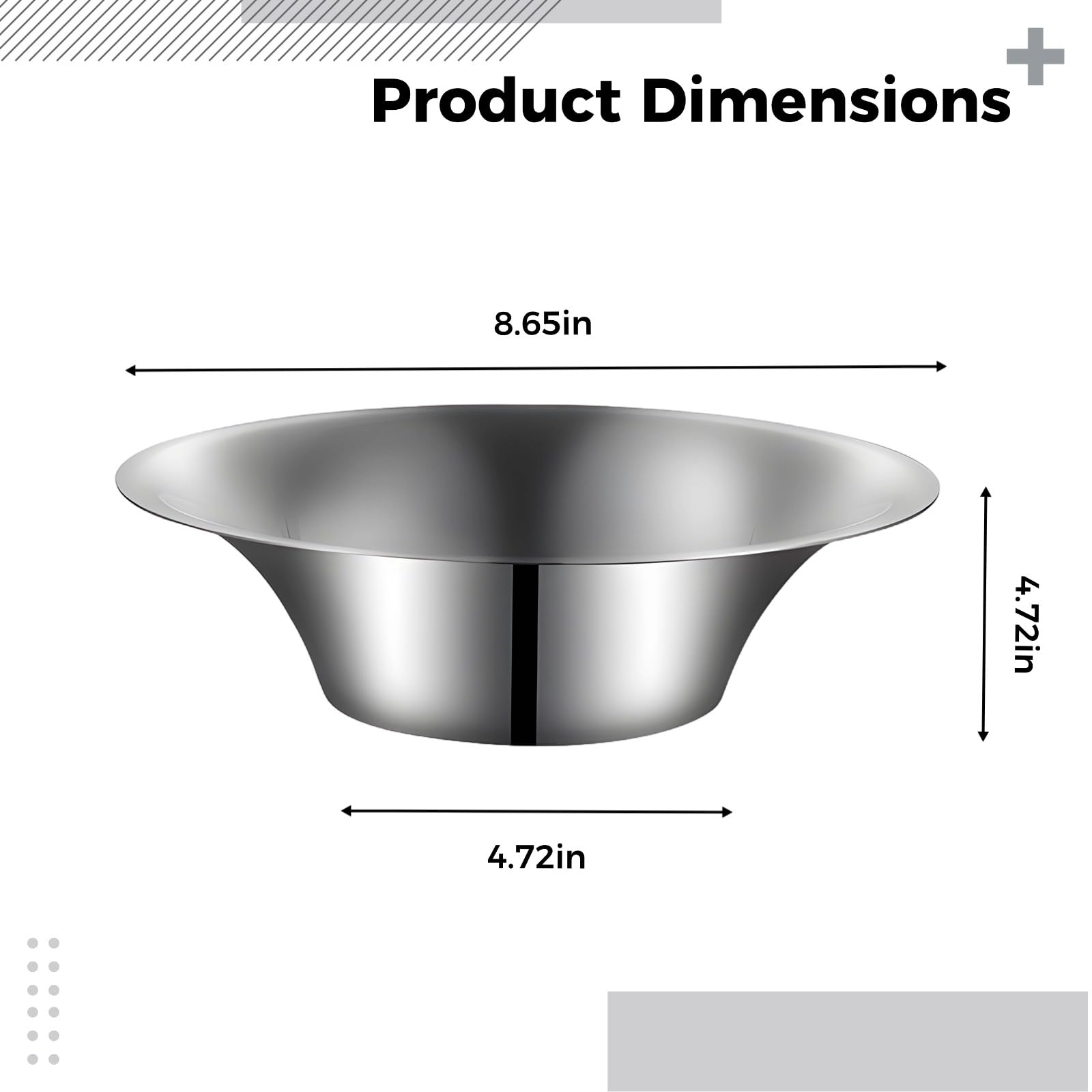Edelstahlschüssel 304, 8,7 x 4,7 Zoll / 22 x 12 cm, Obstsalatschüssel, Mischschüssel für die Großküche, verdickte Snackschüssel, 22 cm