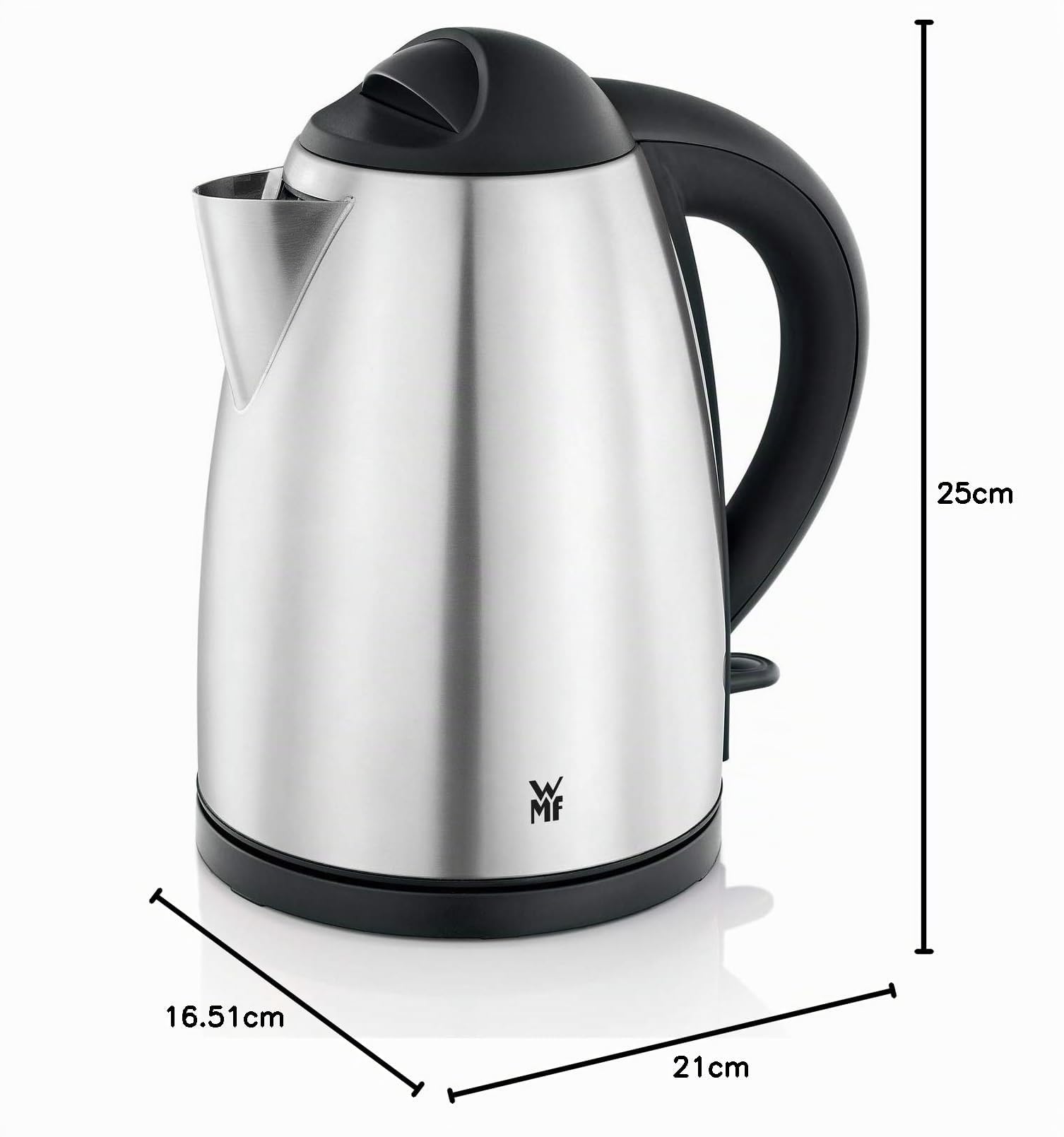 WMF Bueno - Hervidor de Agua 1,7 L de Acero Inoxidable Cromargan 18/10, Hervidor Eléctrico 2400 W con Filtro de Cal e Indicador Nivel de Agua