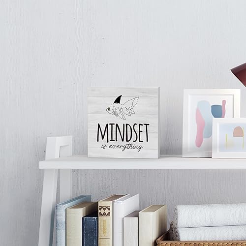 Miniatura 3 de Mindset is Everything - Cartel inspirador de madera para decoración de escritorio de oficina, 5 x 5 pulgadas, caja de madera motivacional,