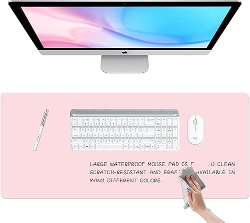 Tapete de escritorio de borrado en seco, impermeable, pizarra blanca borrable para hacer planes, protector de escritorio grande antideslizante para