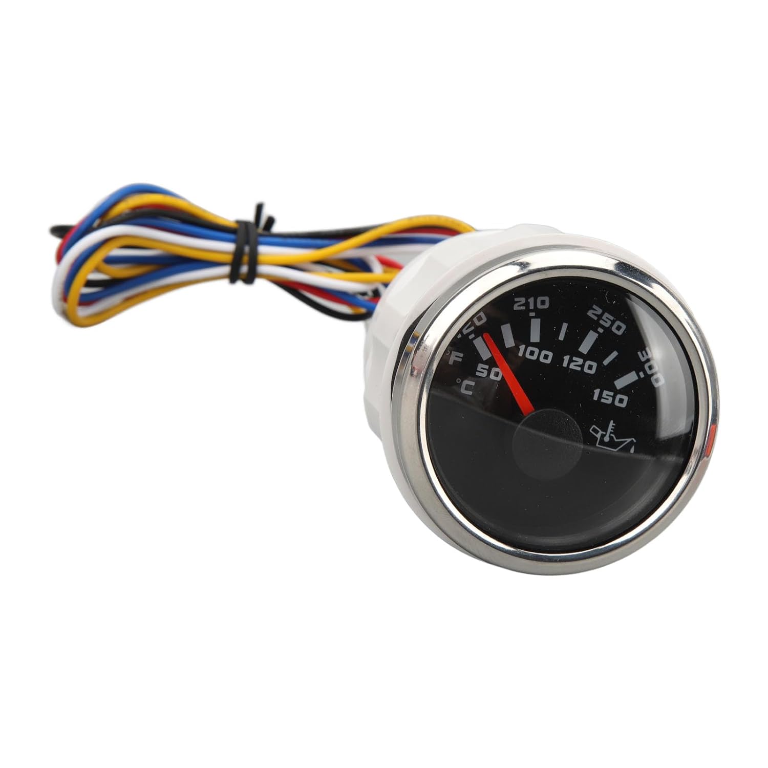 Electric Oil Temp Meter Kit for RV, Yachts, Fishing Boats with Celsius Fahrenheit, Oil Temp Meter Kit (Black Dial Silver Bezel)