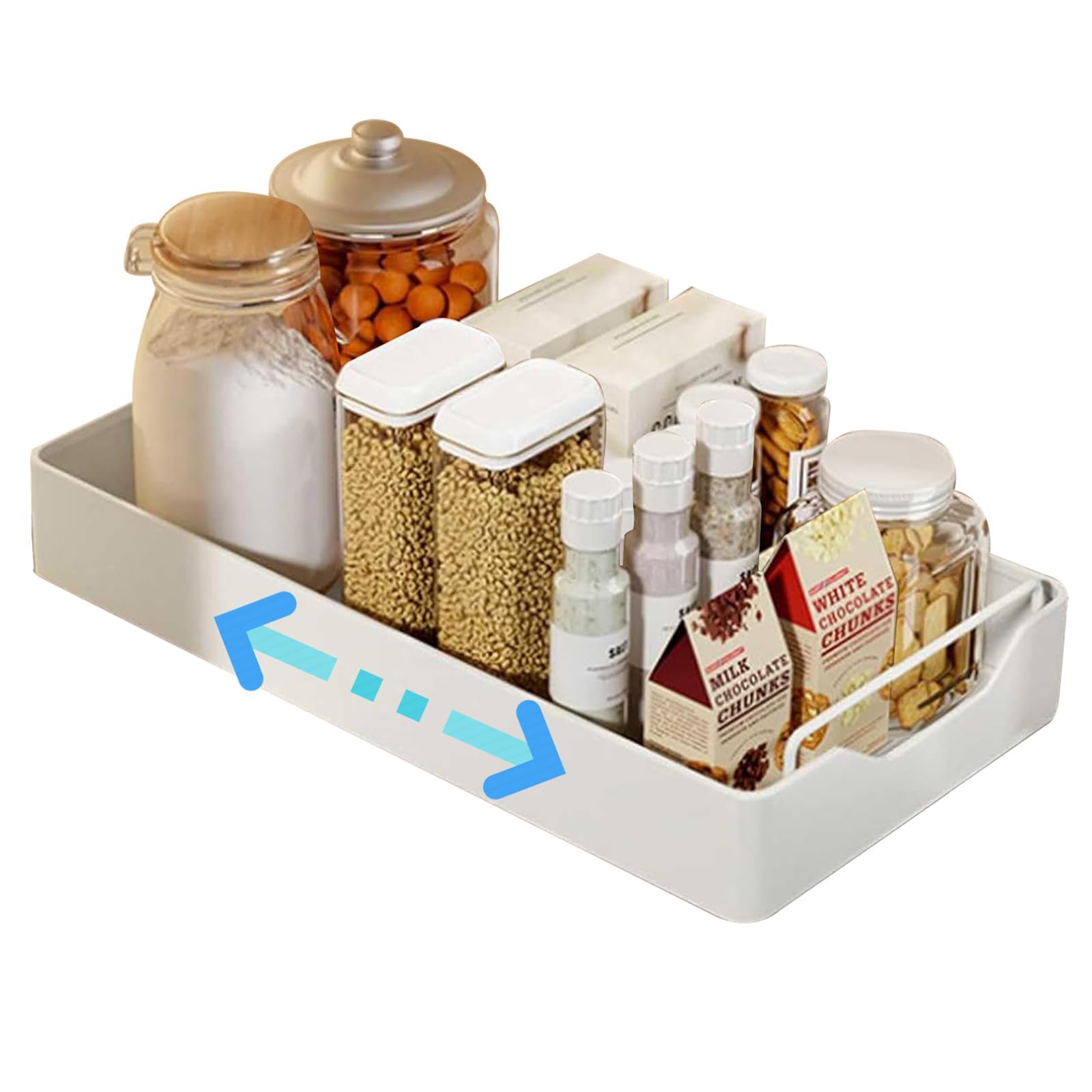 Cajón telescópico Cajón extraíble con Tirador Cajones de Armario Organizador de Armario de Cocina Blanco,20cm