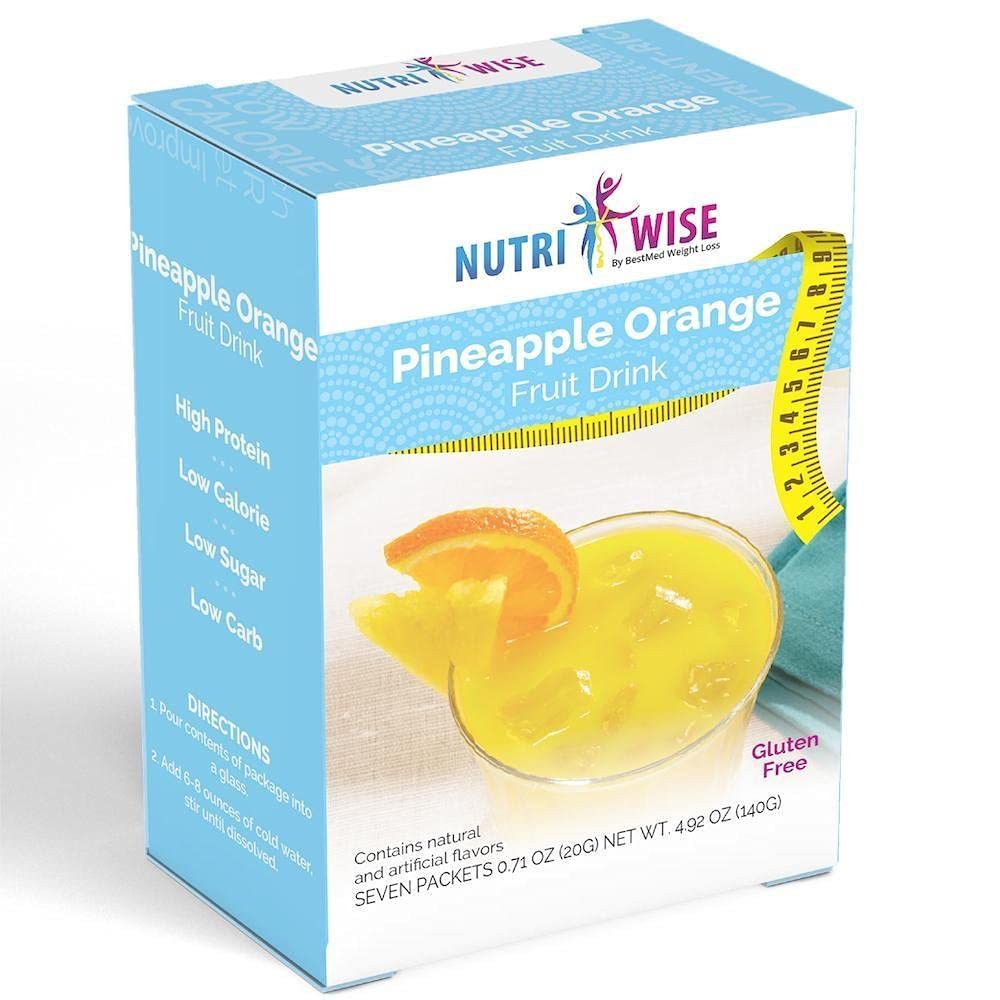 NutriWiseHigh Protein Instant cold Drink | Pineapple orange | 15g Protein, KETO Friendly Diet for Hunger Control | Gluten Free, Zero Fat, Low Sugar, Low Calorie | 7/Box