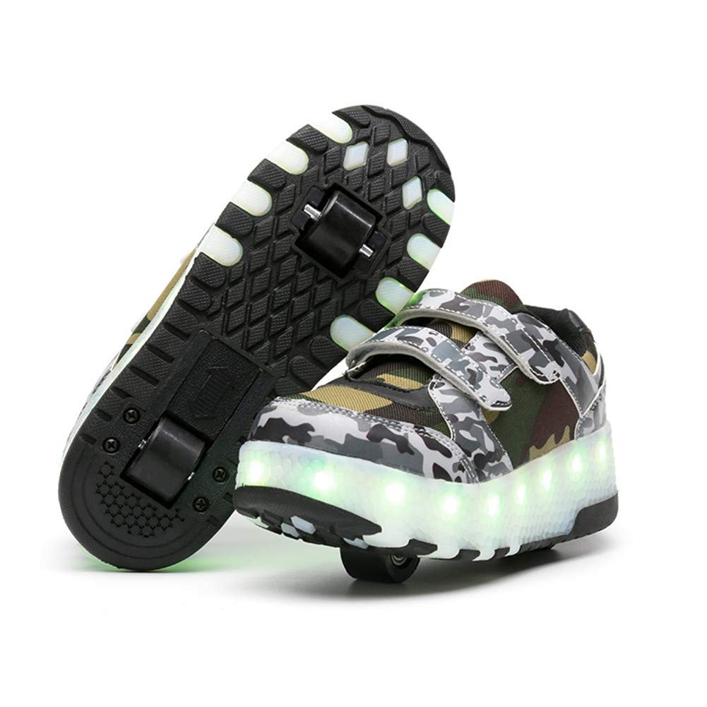 HYJMJJ Led Lights up Wheel Roller Skate Shoes Automatic Retrectable Technical USB Rechargeable Cross Trainers Flashing Multisport Outdoor Gymnastics Sneakers