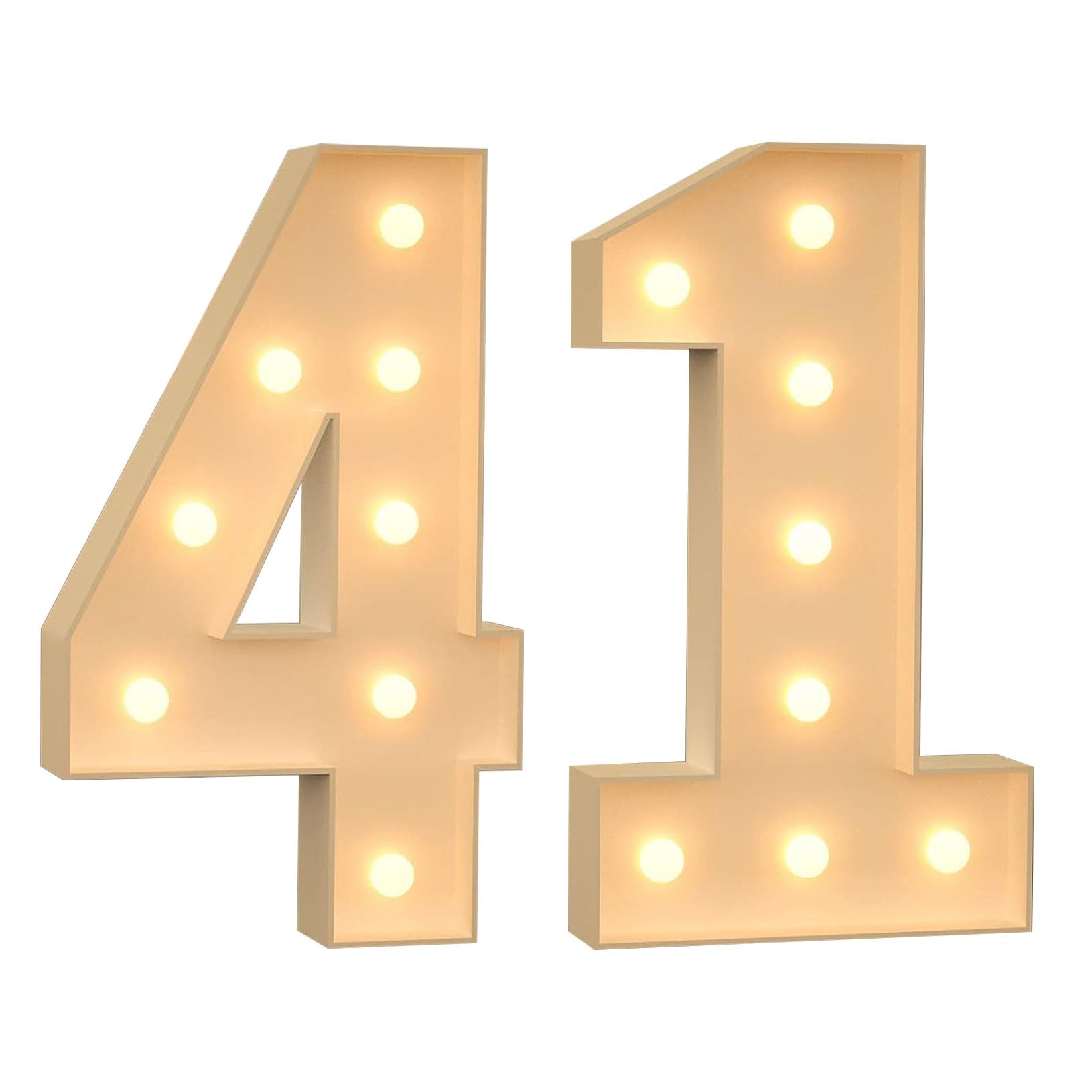 Numeri 41 grandi da 70 cm, con luci a mosaico, luci a LED pre-tagliate, set di pannelli in schiuma per compleanno, Capodanno, anniversario