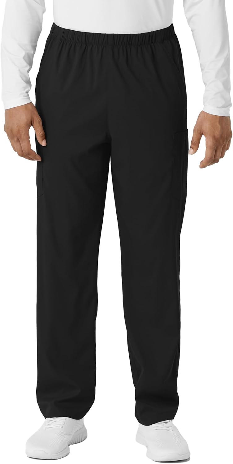 Wink Scrubs Unisex, Boundless, Straight-Leg Pants with Tuck-in Drawstring and 6 Pockets, Black, S