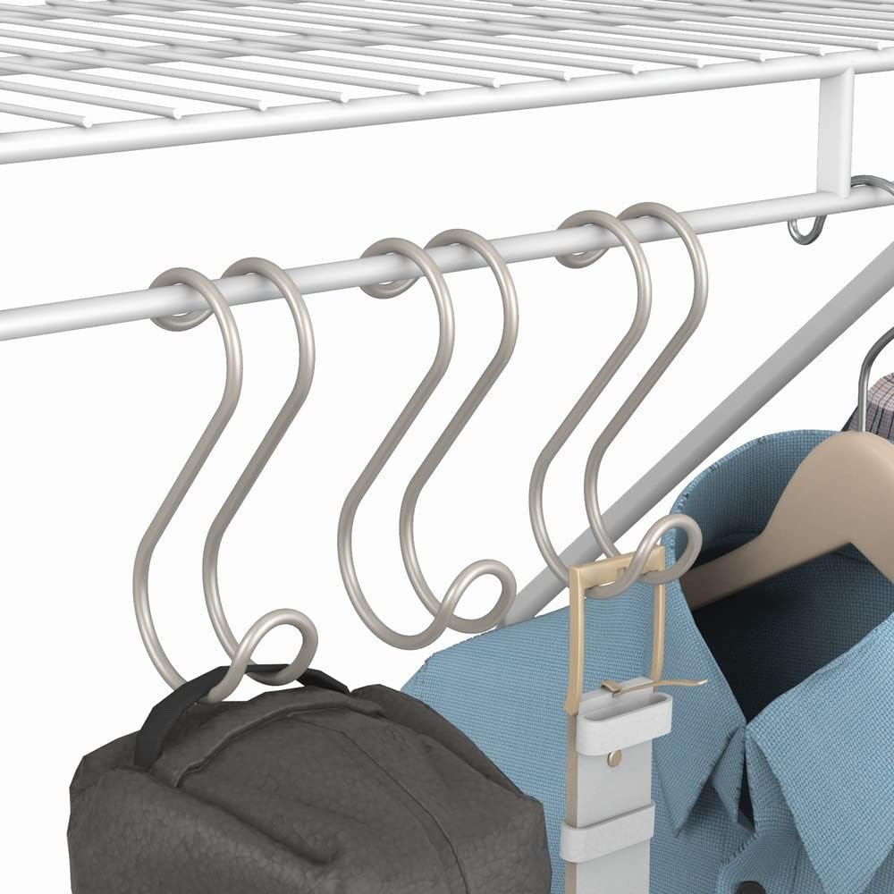 ClosetMaid S Hook Accessory Hanger, 3Pack, Hangs on Closet Rod for Handbags, Belts