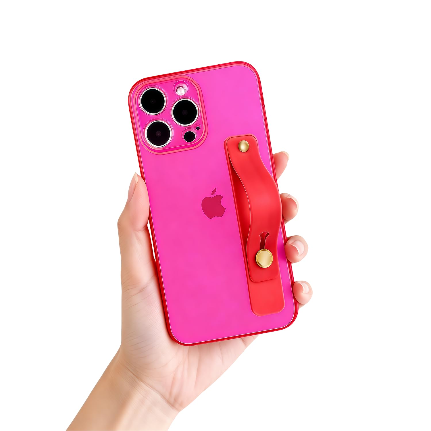 siduater Strap Case for 6.1" iPhone 15 Pro with Wrist Strap Kickstand, Shockproof Translucent PC Back Cover + Soft TPU Bumper with Adjustable Hand