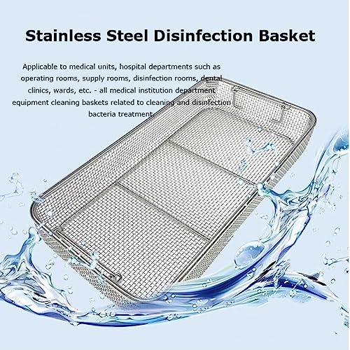 Generico Vassoio di sterilizzazione con cestello a Rete per Strumenti Chirurgici e dentali, Organizer per Strumenti autoclavabile con Coperchio (45 cm * 28 cm * 7 cm)