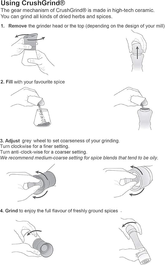 Stockholm Salt Pepper Mill 168mm Porcelain Walnut Crushgrind Amazon Co Uk Home Kitchen