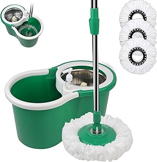 Sponsored Ad - Spin Mop and Bucket with Wringer Set, 360° Spinning Mop Bucket System with 3 Microfiber Mop Replacement Hea...