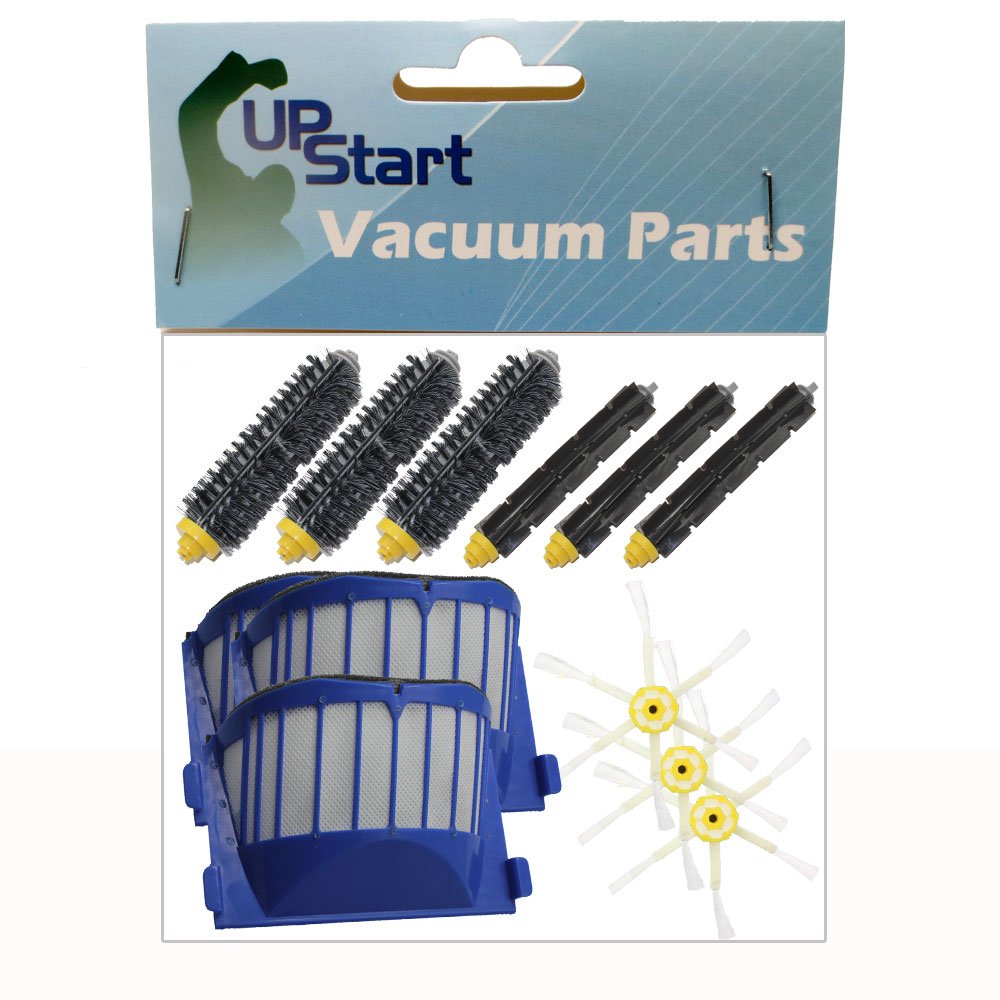 Upstart Battery Replacement for iRobot Roomba 595 Pet Series - Kit Includes 3 AeroVac Filters, 3 Bristle Brushes, 3 Flexible Beater Brushes and 3 6-Arm Side Brushes
