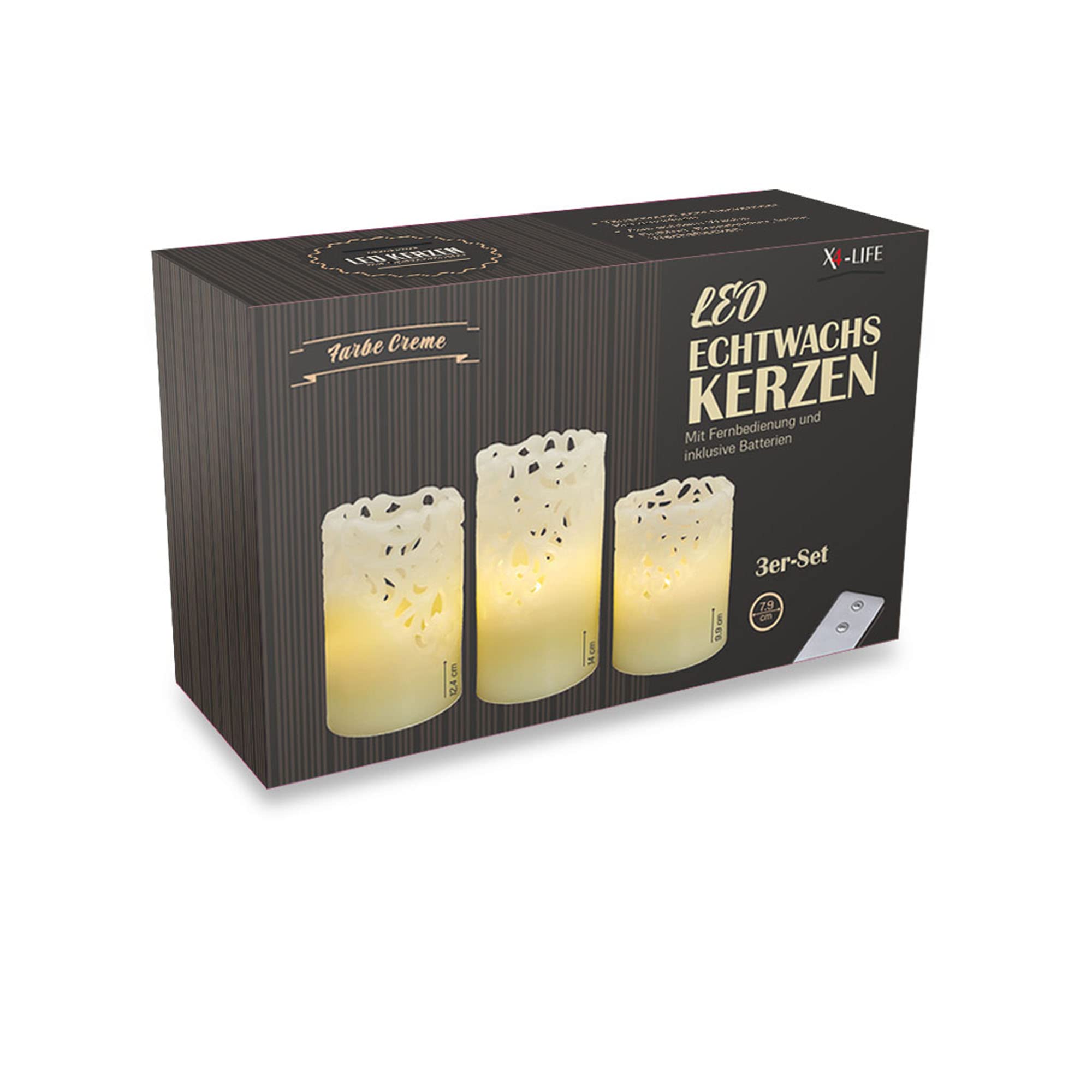 LED Kerzen 4er-Set Mit Fernbedienung – Echtwachskerzen, Warmweiß Flackernd, 10 Cm Hoch, Batteriebetrieb, Creme