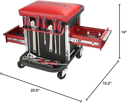 Miniatura 2 de Asiento de cofre de herramientas con ruedas para garaje (herramientas no incluidas)