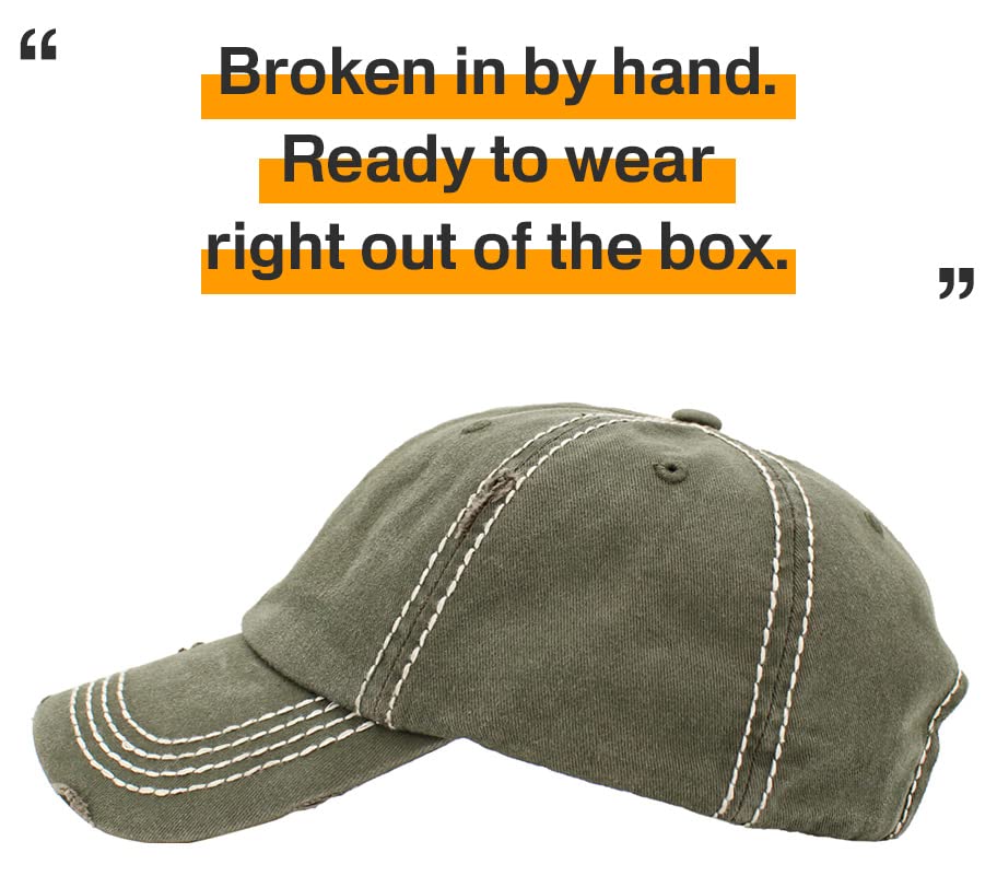 Image of KBETHOS Vintage Washed Distressed Cotton Dad Hat Baseball Cap Adjustable Polo Trucker Unisex Style Headwear