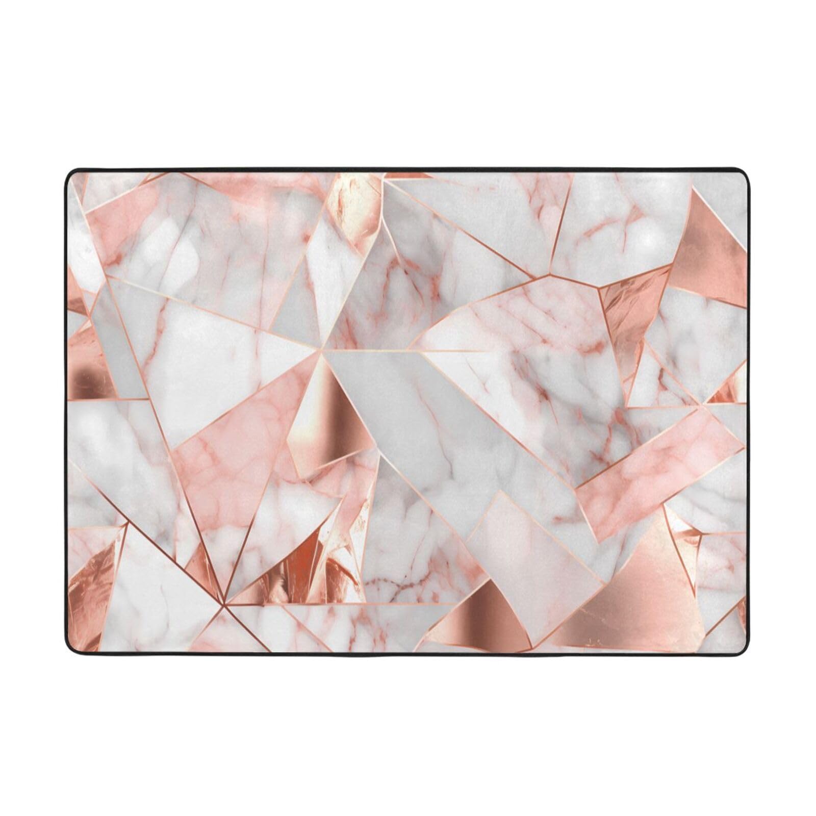 Tapis de sol motif marbre or rose pour chambre cosy