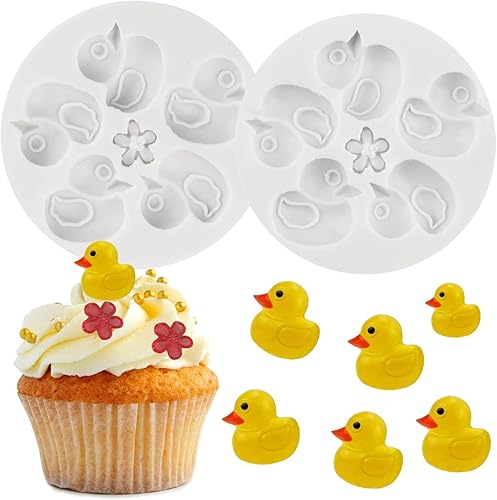 Moldes de silicona de pato para decoración de pasteles, decoración de cupcakes, pasta de goma de arcilla polimérica de caramelo, juego de 2