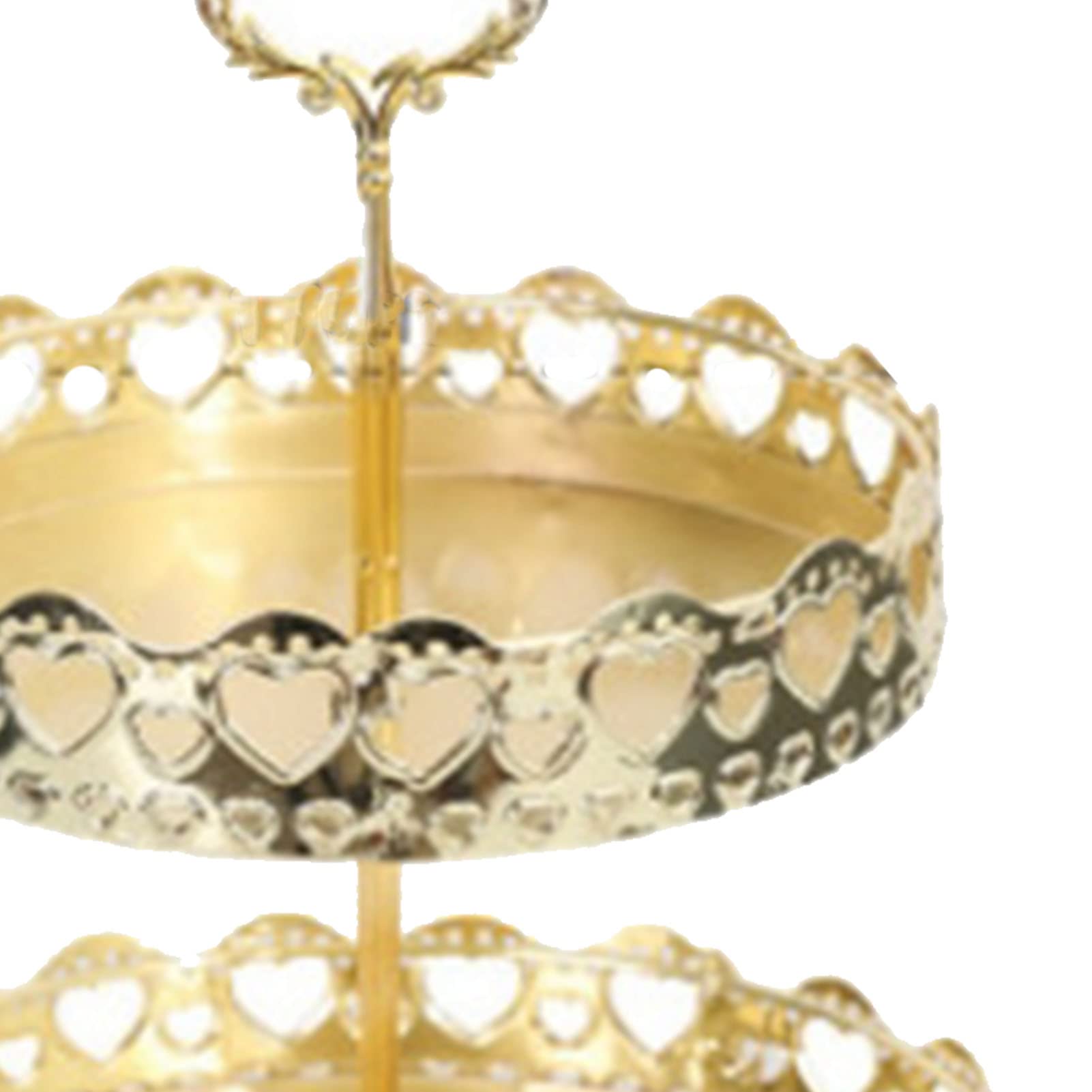 Cocoarm Vassoio per Pasticceria a Doppio Strato Vassoio da Portata in Rame Piatto da Esposizione Rotondo Dorato per Dessert con Superficie Liscia e Motivo Decorativo per Tavolo da Dessert Domestico