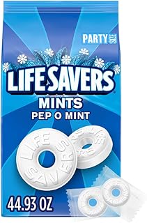 LIFE SAVERS Pep-O-Mint Peppermint Hard Candy, Party Size 44.93 oz Bulk Bag - Individually Wrapped Refreshing Mints