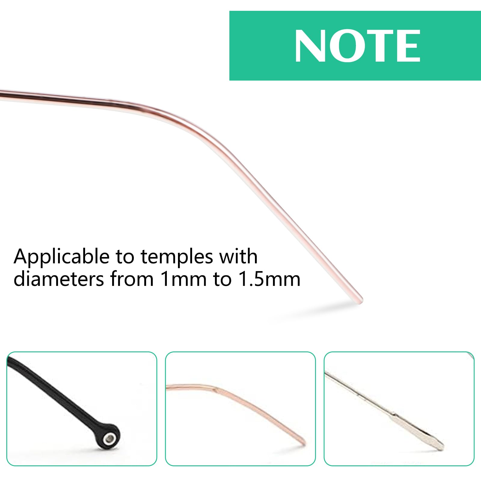8 pares de fundas de silicona para gafas, patillas de goma para gafas, antideslizantes, para reparación de gafas, color negro