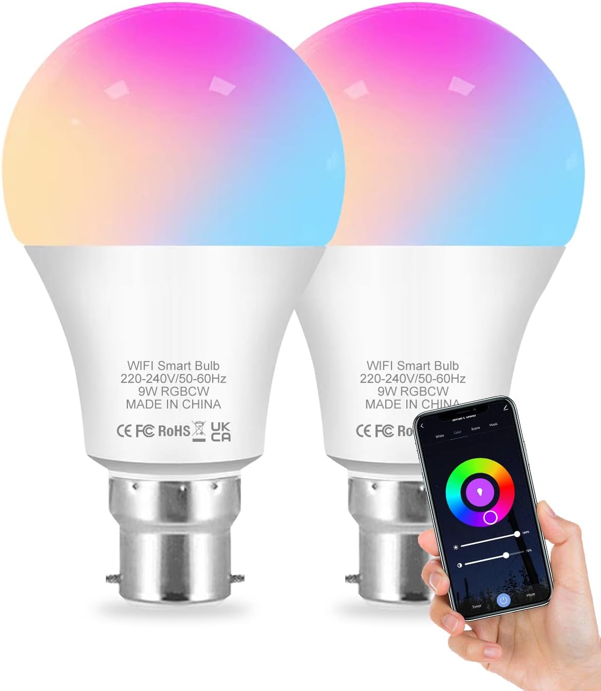 2022 Upgraded Alexa Smart Bulb, Alexa Light Bulbs B22 9W 850lm