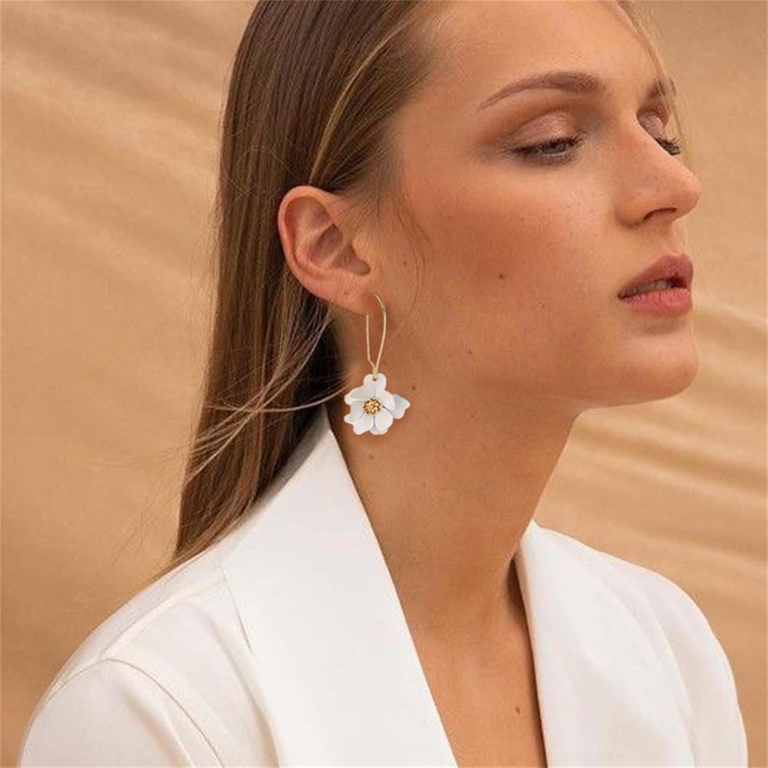 Handmade Boho Flower Earrings for Women Statement Exaggerated Layered Floral Petal Earrings Lightweight Bohemian Daisy Flower Earrings Tropical Hawaiian jewelry - Image 4