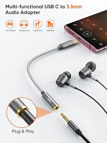 Miniatura 9 de CableCreation Divisor USB C, 2 en 1 USB C Audio y adaptador de carga PD, cable auxiliar tipo C compatible con el nuevo iPad Pro, MacBook, iPhone 16