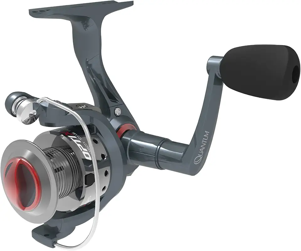 Quantum Carretel de pesca giratório Optix, 4 rolamentos (3 + embreagem), antirreverso com engrenagens lisas, alinhadas com precisão, embalagem de moluscos