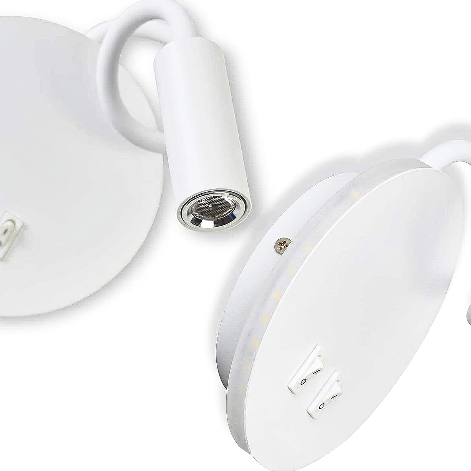 GOMETY Lampe de Lecture Murale, Lampe Blanche à Col de Cygne Pivotant à 360° avec Prise, Chevet à Intensité Variable, Applique Murale LED pour Chambres, Hôtels et Tables de Nuit