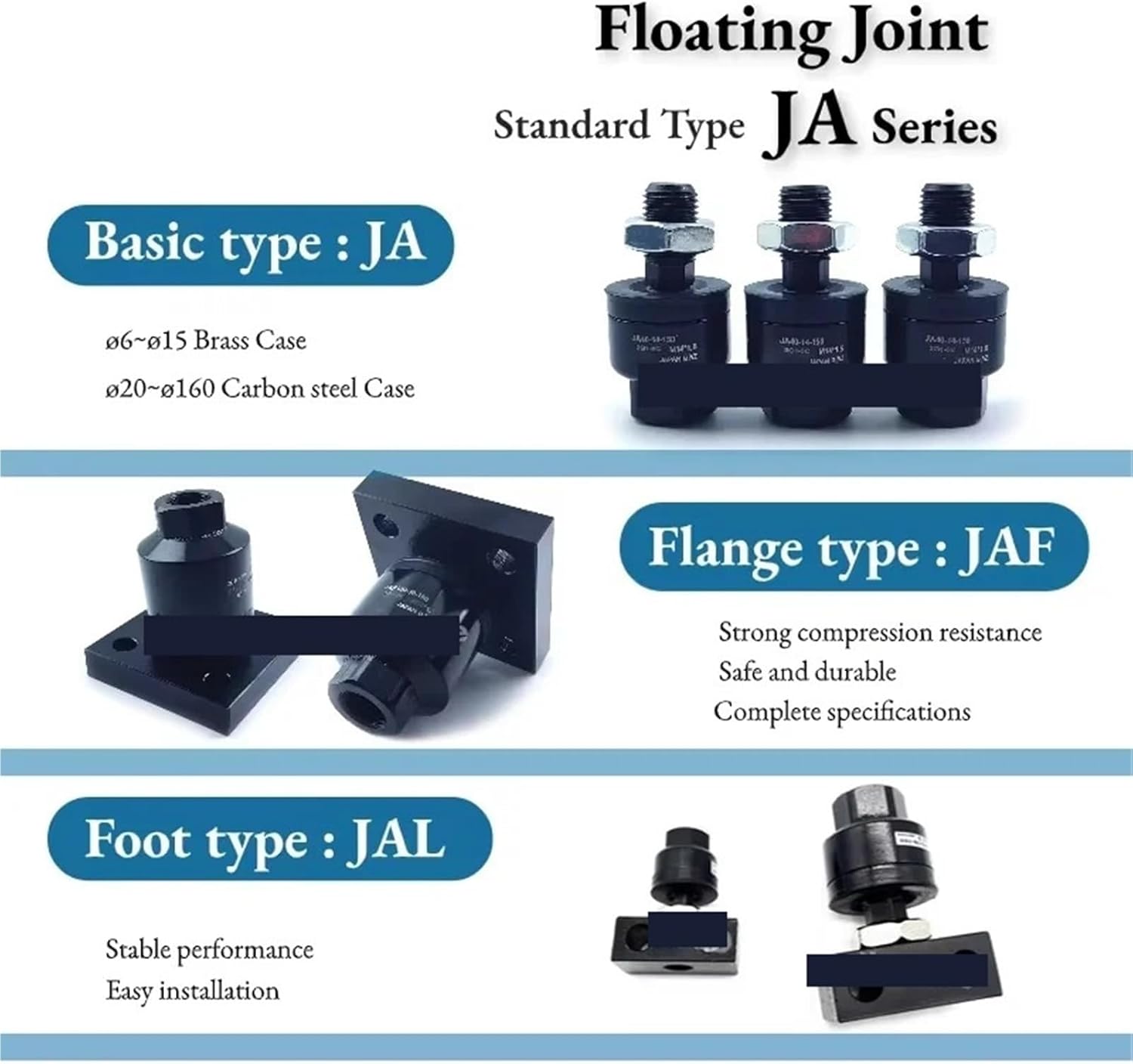 1pcs JA6 JA10 JA15 JA20 JA25 JA30 JA32 JAF20 JAF25 JAF30 32 160 180-3 4 5 6 8 10 36 40-050 070 080 100 125 150 200 Floating Joint(6-3-050)
