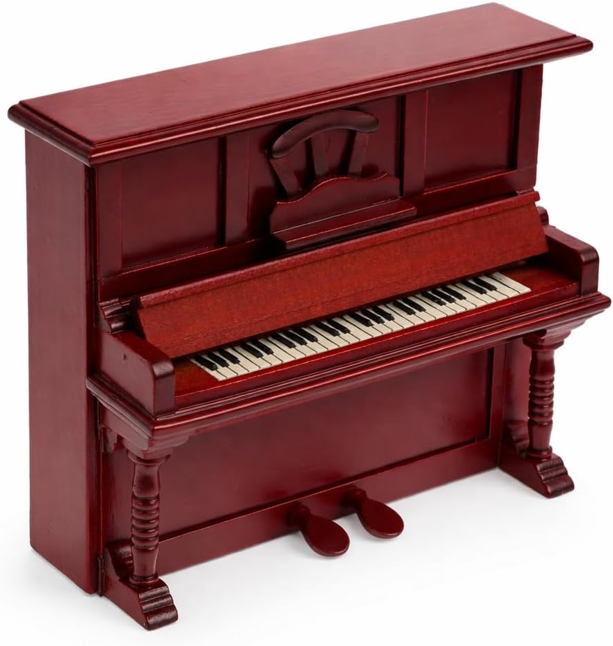 Garneck 1:12 Scale Miniature Piano: Wooden Vintage Dollhouse Piano Model for Dollhouse Decor DIY Miniature Landscape Diorama Desk Display