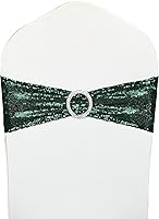 Vista 1 de 50 Piezas Bandas para Sillas con Lentejuelas Bandas Elásticas para Sillas Verde Oscuro Lazos de Spandex Poliéster para Fiestas Hotel Bodas Banquetes