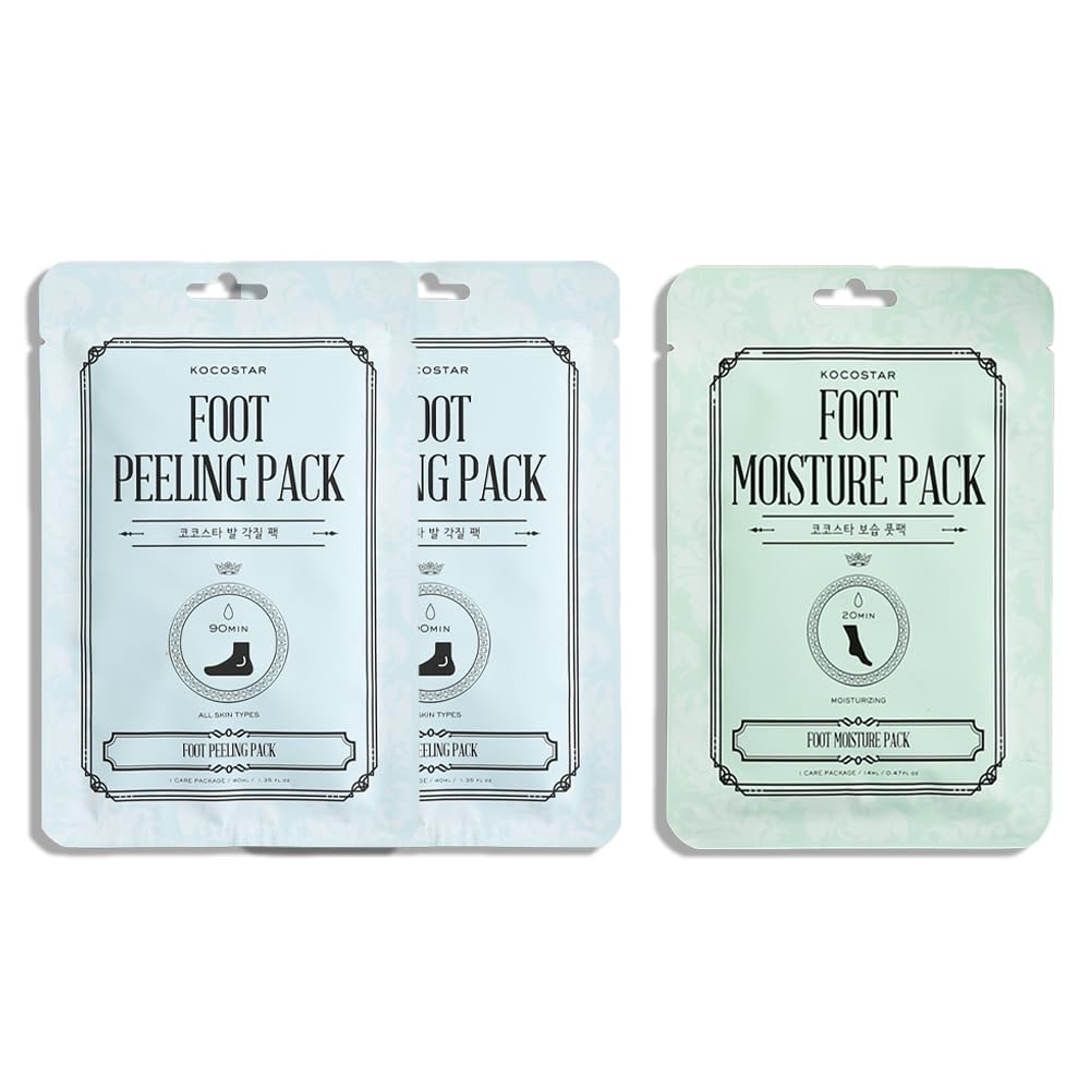 3 calcetines mascarilla de pies: 2 exfoliantes (peeling) y 1 hidratante. Tratamiento para renovar e hidratar la piel de los pies. Con AHAs, ácido hialurónico y activos calmantes y refrescantes.