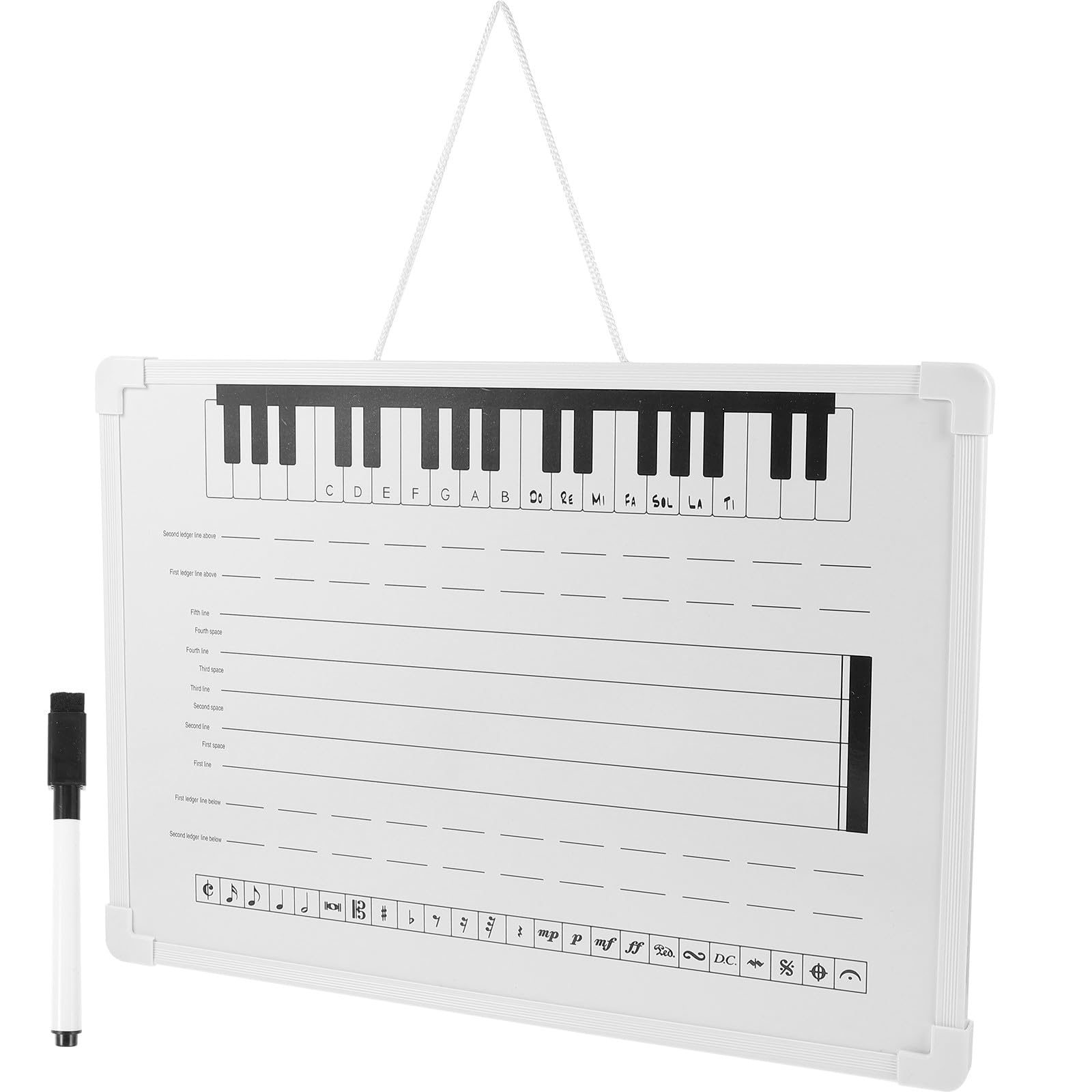 jojofuny Notentafel aus Kunststoff mit Magnetischen Notenaufklebern Abwischbares Whiteboard für Musikübungen Schreibtafel für Schule und Zuhause