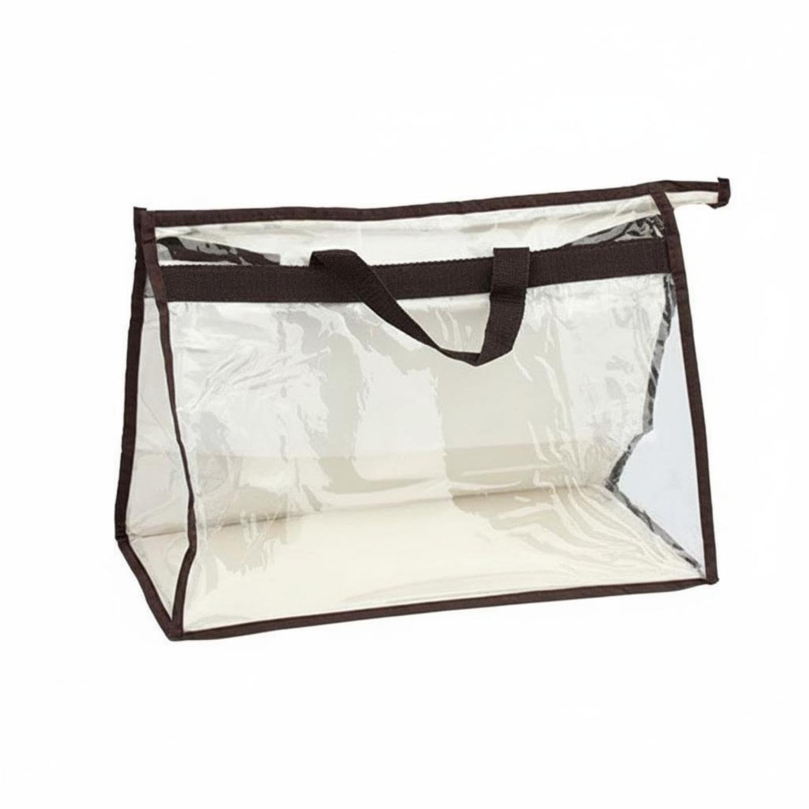 HEAVENGLOW Clear Purse Storage Bag with Handles Transparent Handbag Dust Cover Zipper Closure Zippered Handbag Protector for Wardrobe, Closet, Travel Coffee M|Handbag Accessories-image-36