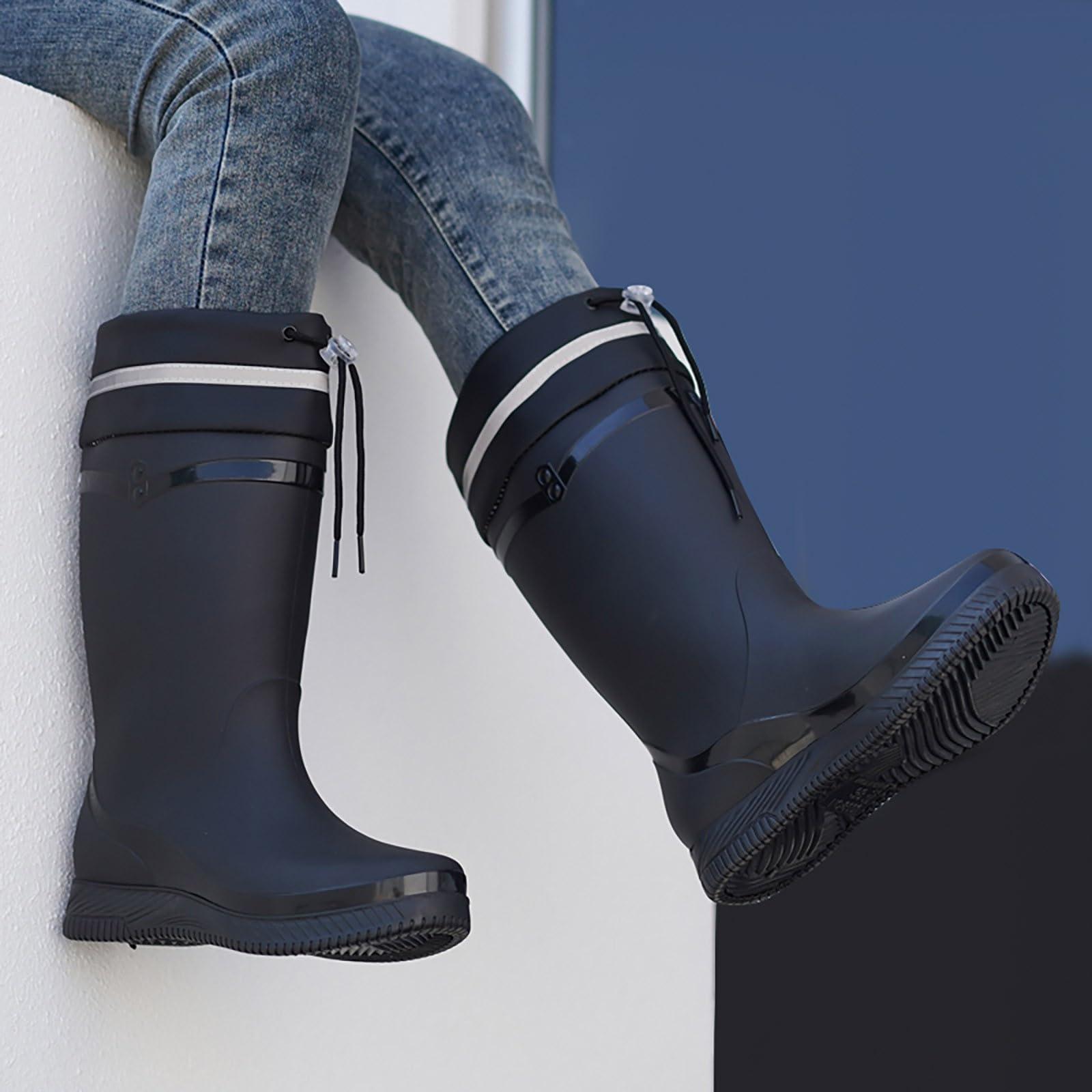 Botas de Agua Mujer para Invierno:Botas Caucho Impermeables Caña Ancha Antideslizantes Trabajo Invierno Cómodas Jardineria