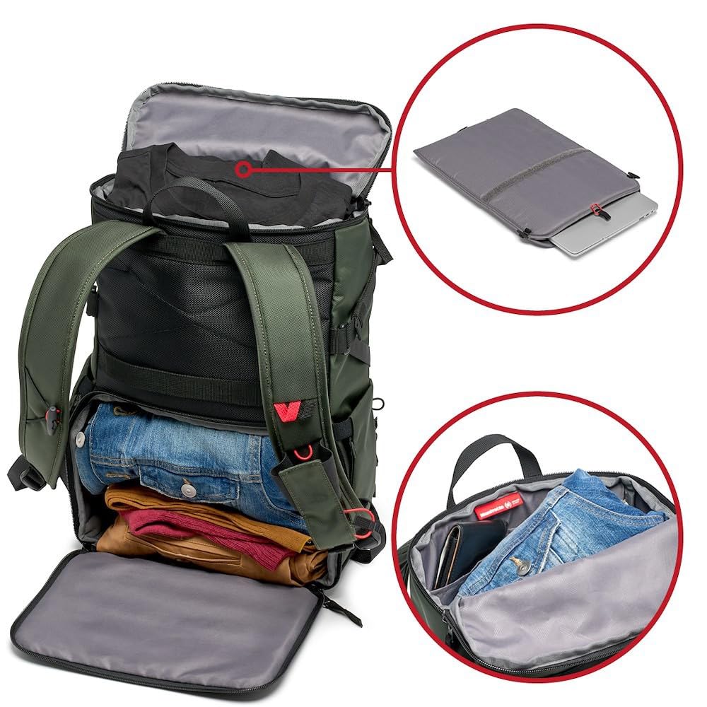 Manfrotto Street Slim plecak fotograficzny do aparatu bezlusterkowego i odblaskowego, dostęp z przodu i z tyłu, wyjmowane wkładki do aparatu i laptopa, kompaktowy plecak na akcesoria fotograficzne