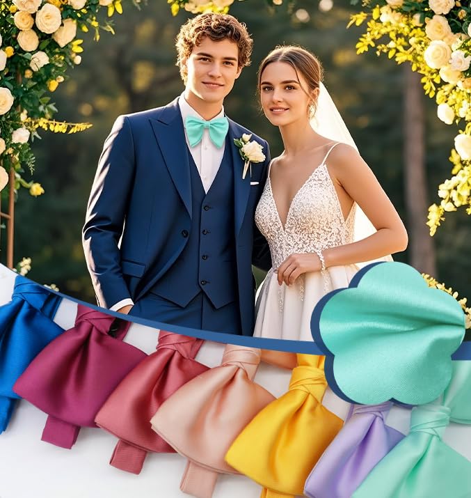 Image of Luckyvestir Oversized Bow Ties for Men, Pre Tied Clip on Men's Black Bowtie for Wedding Tuxedo Banquets Formal Wear