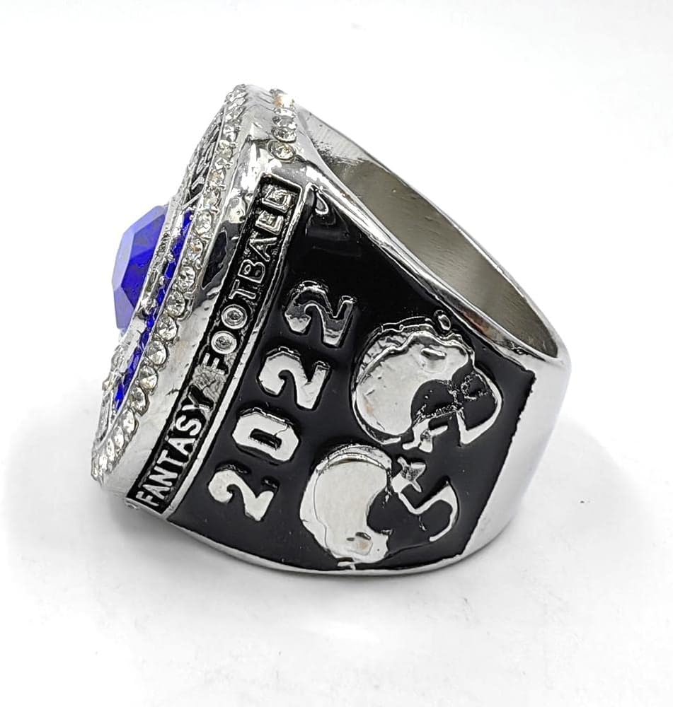 Customize 2022 Fantasy Football Championship Silver Rings Trophies with Display Box